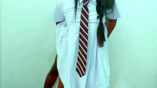 Couple enjoy hard fuck after school with no one around