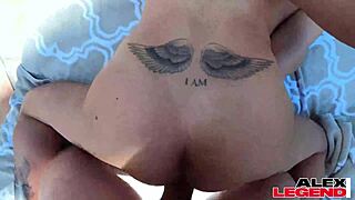 Beautiful woman enjoys outdoor passionate encounter