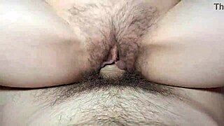 The girl with a hairy pussy takes a ride on the hard cock