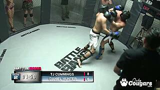 Two horny guys battle to claim Amy Brookes' tight asshole. Anal action ensues.