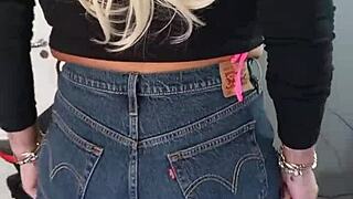 Beautiful Girl In Sexy Shorts With Tan Lines