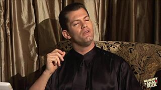 the busty babe got horny from the striptease and joined a threesome with double penetration