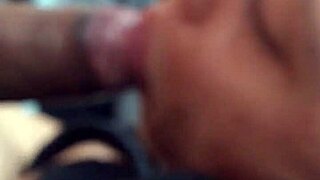 Deepthroat swallow in car