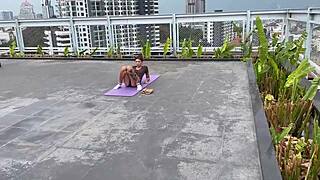 Babe from yoga class gets fucked doggystyle in classroom pov