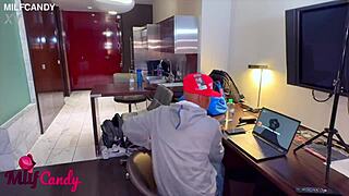 I watch Tati and Craig in interracial trailer fuck.