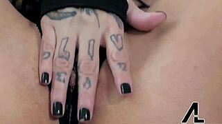 Alex Legend tattoos Lily Lane's tits after cumming on them.