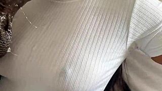 Amateur couple devours huge meat dildo