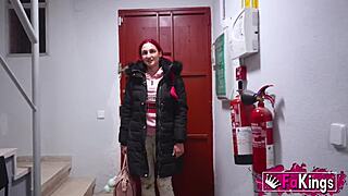 Two young guys busting Victoria Arias's pussy in a threesome