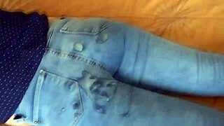 Big cumshots land on my curvy ass