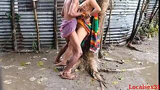Hot Italian girl in rain, passionate intimate couple moment