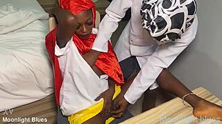 This ebony petite 18+ student totally seduces her teacher right before Christmas break!