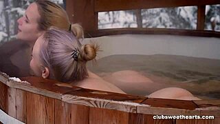 winter snow special turns hot in the tub with group fucking, licking hairless pussies, bent over doggystyle