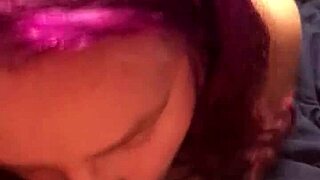 purple haired bbw sucked cock till full