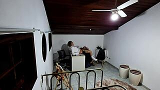 student heads to teacher’s office for a test but ends up seduced. she gives in to his advances at the desk.