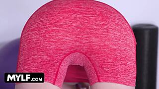 Kelly Caprice feels aroused mounting dildo on exercise ball