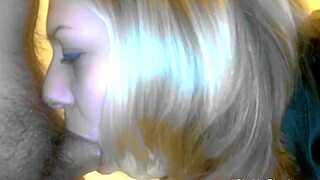 shimmering blonde italiano housewife gives a blowjob in the kitchen