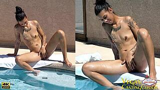 Chanel West Enjoys Naked Fun With POV Sucking And Fucking Creampie, Feeling Intense Orgasm At The Pool