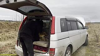 Real Teen 18+ Couple Bangs Hard in Car on Street