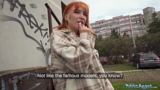 public agent picked up russian redhead for outdoor fucking