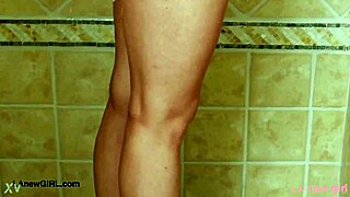 Captivating blonde model took a shower