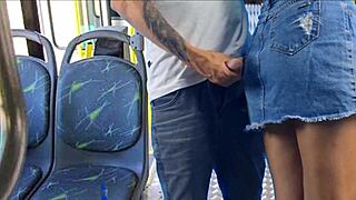 young student gets fucked on public bus while crossdressed