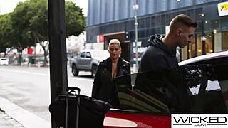 Beautiful blondes Emma Hix and Blake Blossom get their pussies dicked hard in threesome