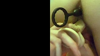 Babe double penetrated with toys gets pussy licked