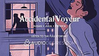 finger fucks pussy while neighbors fuck outside