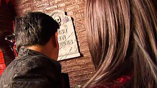 German girls explore the horror shop basement alone