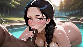 Hot asian milf intensely takes massive bbc in morning nature steam hentai pov