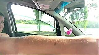 Check out this Brazilian playing with a giant cock in public!