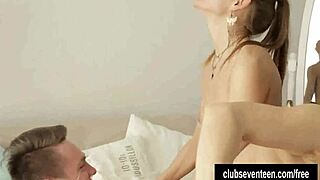 two hot teen 18+s getting fucked in a wild threesome 😈