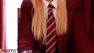 young british student gives upskirt jerk off instructions