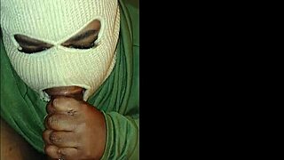 I love the super sloppy deep throat blowjob from masked girl