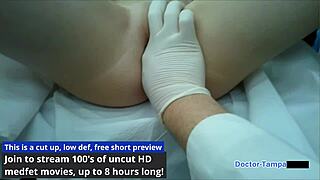 dr tampa explores stacy shepards shaved pussy in gyno exam with gloves and spreading at hospital
