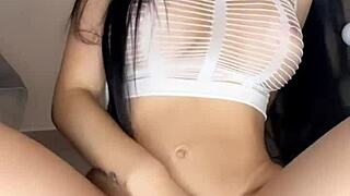 Beautiful Colombian Latina Masturbates With Big Dildo