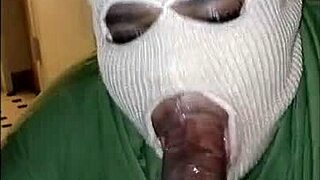 I love the super sloppy deep throat blowjob from masked girl