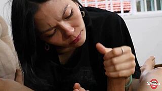 My Neighbor's Tattooed Japanese Wife Sucks Dick Deepthroat!