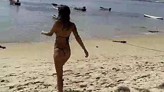 Does Monika Fox Pose Seductively On Beach?