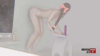 In Final Fantasy VII hentai, Aerith fucks a dildo