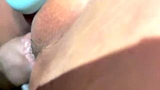 In the dorm, I fucked my beautiful Colombian stepsister with big natural tits, using a dildo while her husband watches.