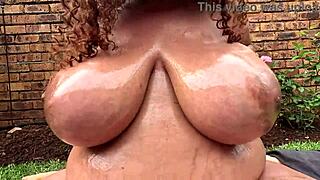 Bbw Feels Sensual Pleasure Oiling and Rubbing Her Huge Areolas