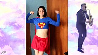 Epic sax guy dances with a gamer girl in an intense battle