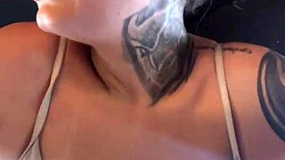 blonde in prostitute costume seduces gym guy