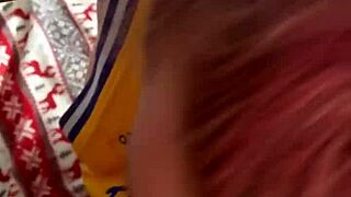 Redhead amateur takes big black cock in homemade scene.