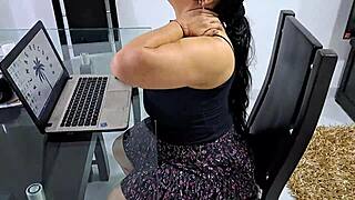 my stepmom is stressed, i help her relax with oral