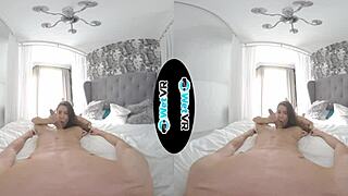 Brunette With Small Tits Sucks Monster Cock in VR Hostel Hookup