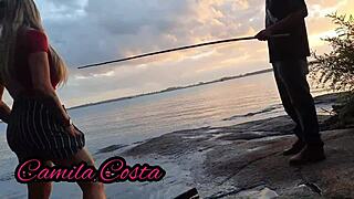 She gives the unknown fisherman a complete experience on the red