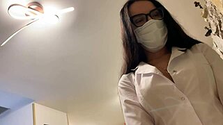 Hot nurse in latex gloves arranges intriguing sex therapy with riding and deepthroat.