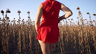 Hot milf teases thong ass outdoors boldly